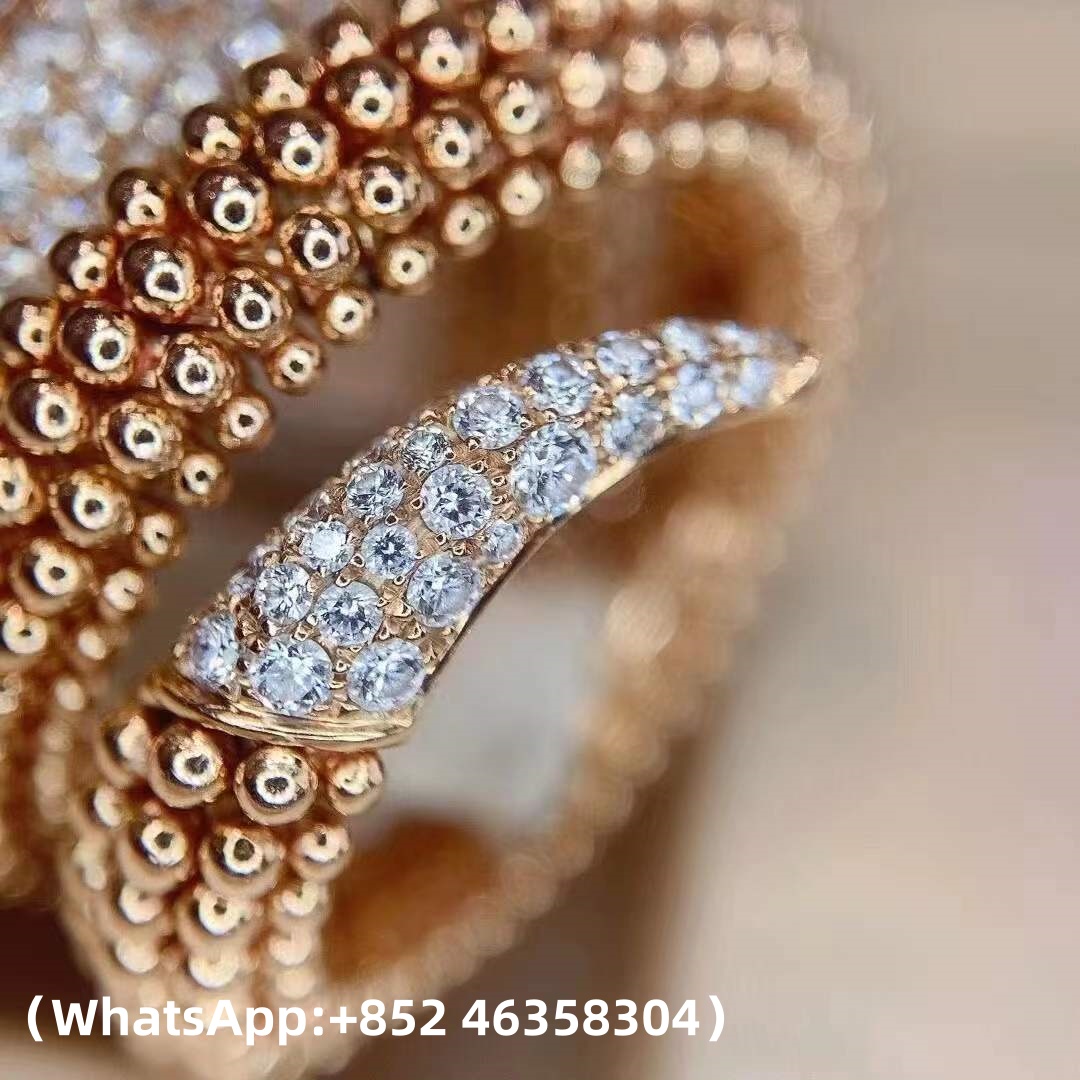 Custom Solid 18k Gold Bulgari Jewelry Serpenti Two-Coil Ring Set with Pavé Diamonds on the Head and Tail And Black Onyx Eyes