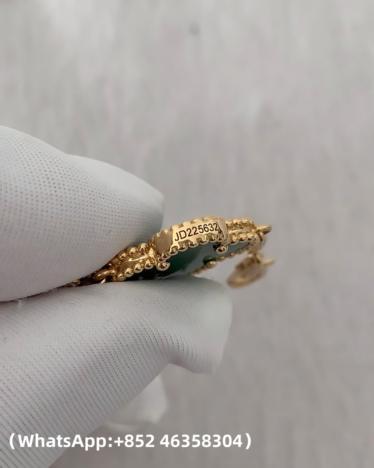Custom Van Cleef & Arpels Vintage Alhambra Bracelet 5 motifs Diamond Malachite
