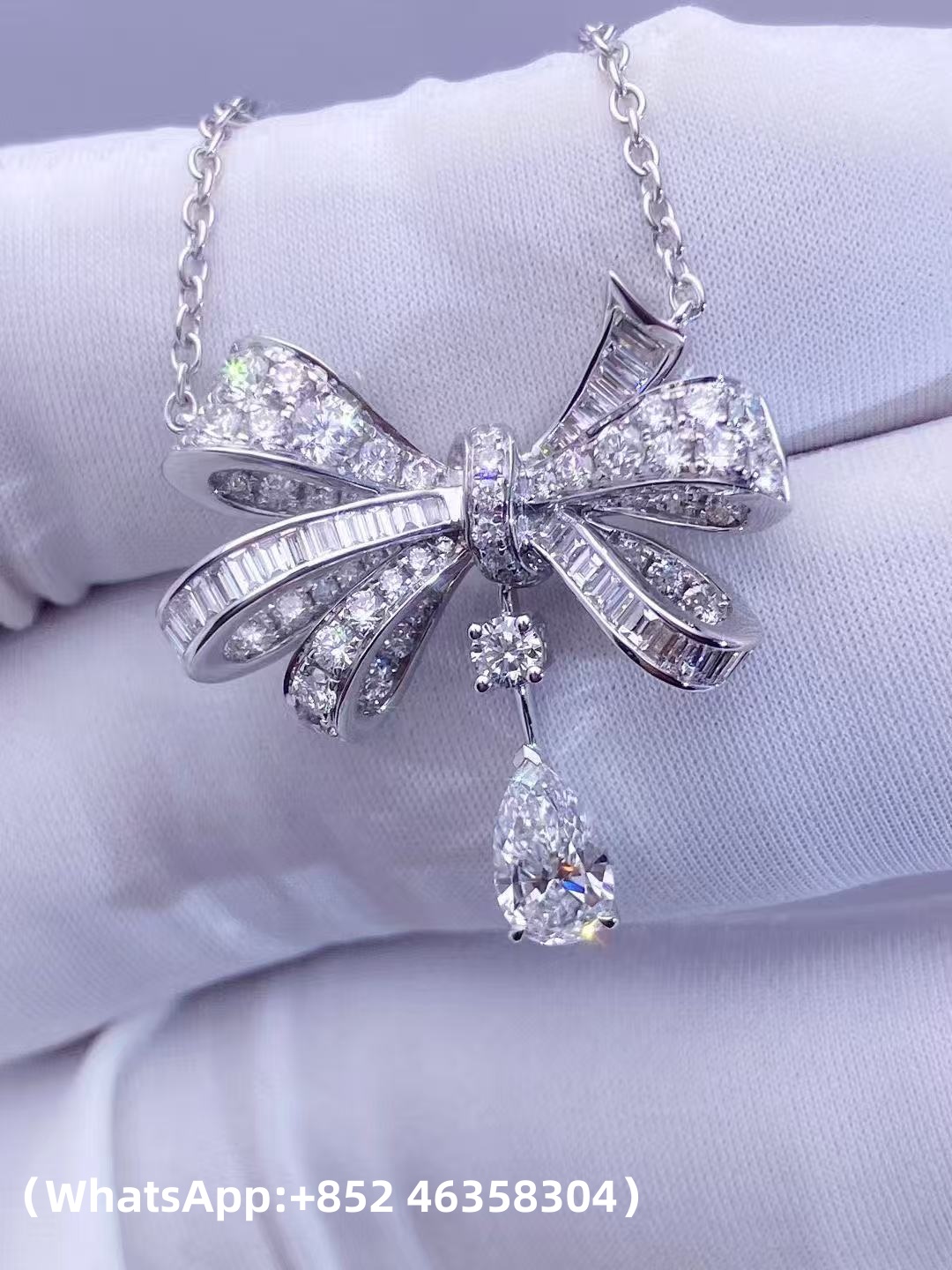 Custom Graff Tilda's Bow Classic Diamond Drop Pendant