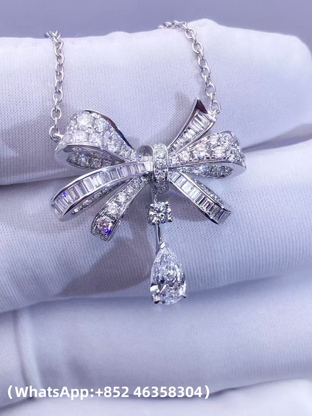 Custom Graff Tilda's Bow Classic Diamond Drop Pendant