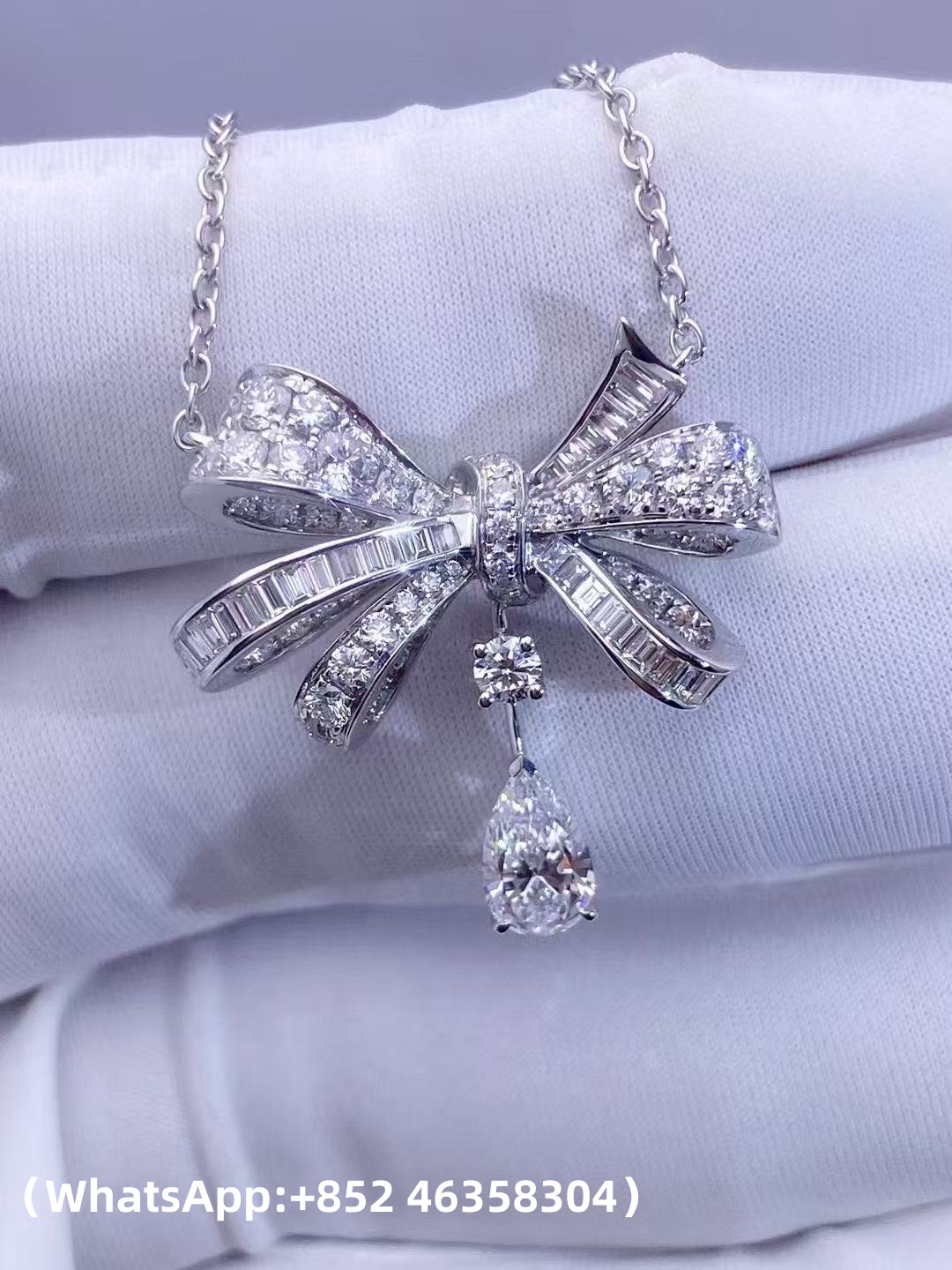 Custom Graff Tilda's Bow Classic Diamond Drop Pendant