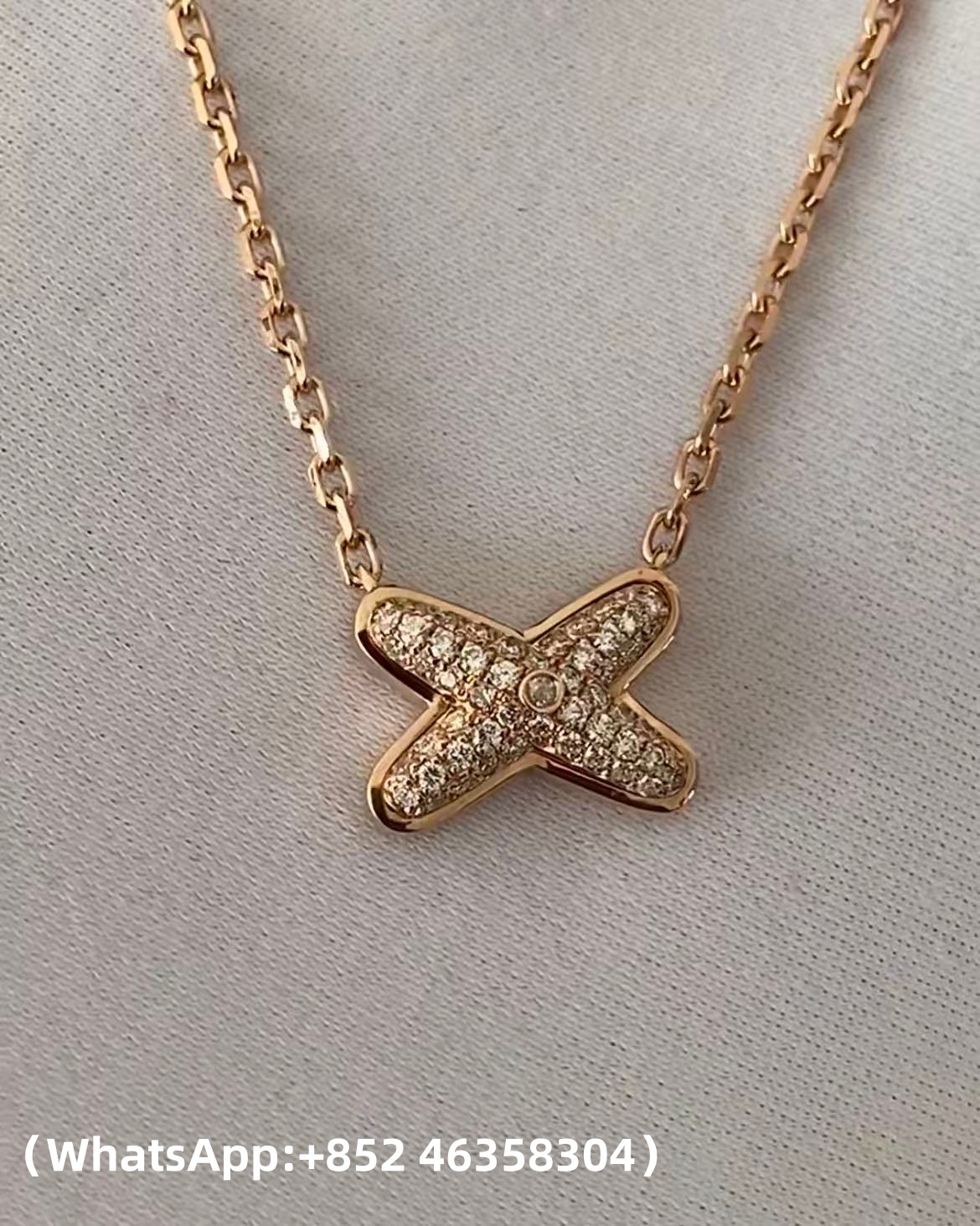 Premium 1:1 Chaumet Jeux de Liens Pendant, Diamonds Replica – Custom Solid 18k Rose Gold