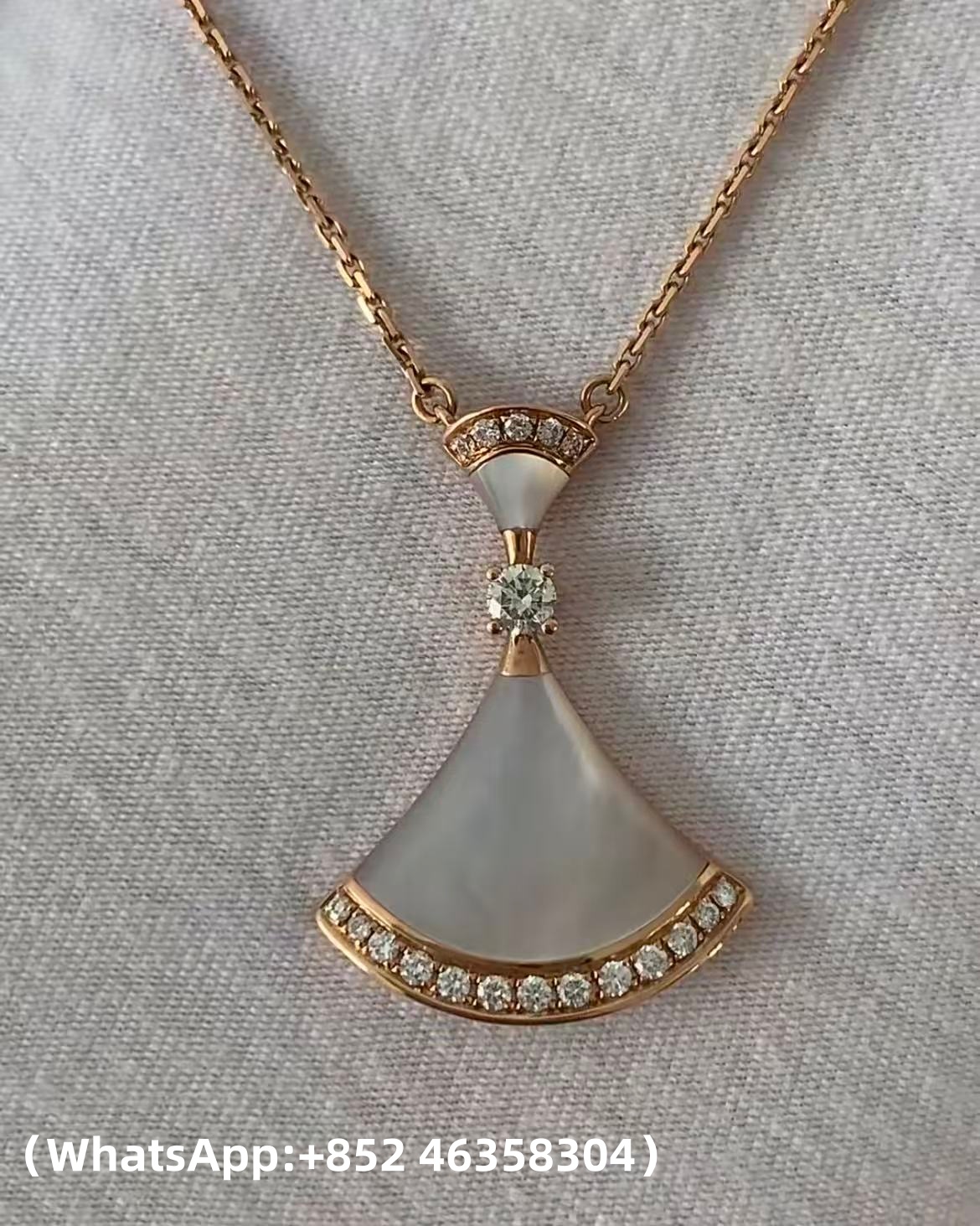 Custom Solid 18k Gold Buglari Jewelry Divas' Dream Necklace with Pendant Set with One Diamond and Carnelian