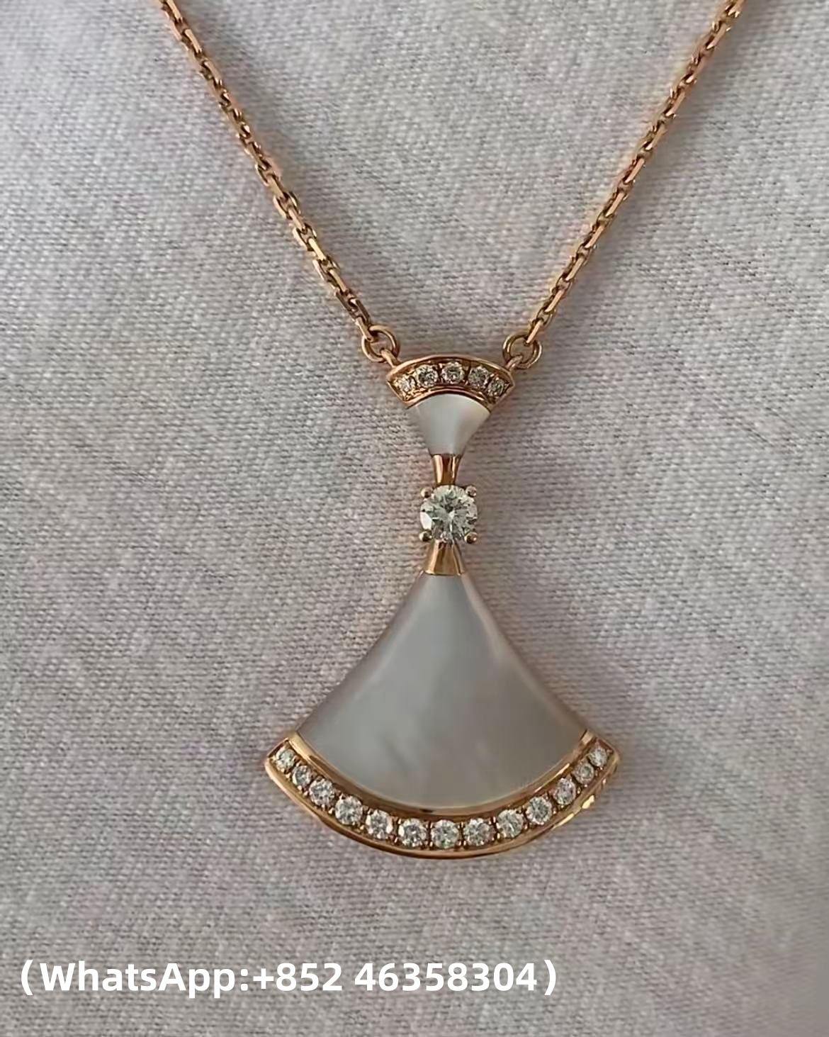 Custom Solid 18k Gold Buglari Jewelry Divas' Dream Necklace with Pendant Set with One Diamond and Carnelian