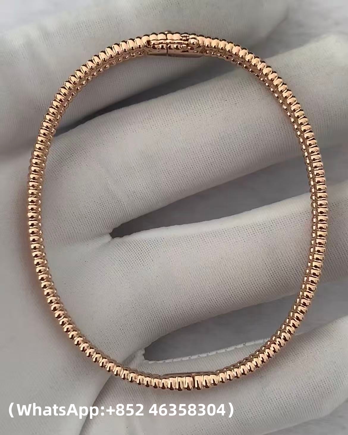 custom Van Cleef & Arpels Perlée Diamonds Bracelet 1 Row Medium Model