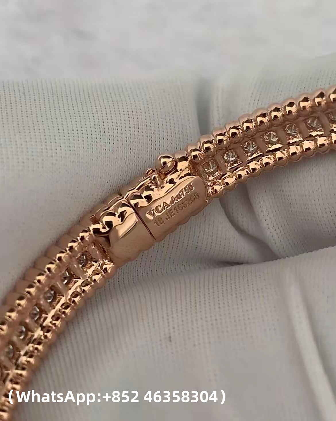 Premium 1:1 Van Cleef & Arpels Perlée Diamonds Bracelet, 1 Row, Medium Model Replica – Custom Solid 18k Rose Gold