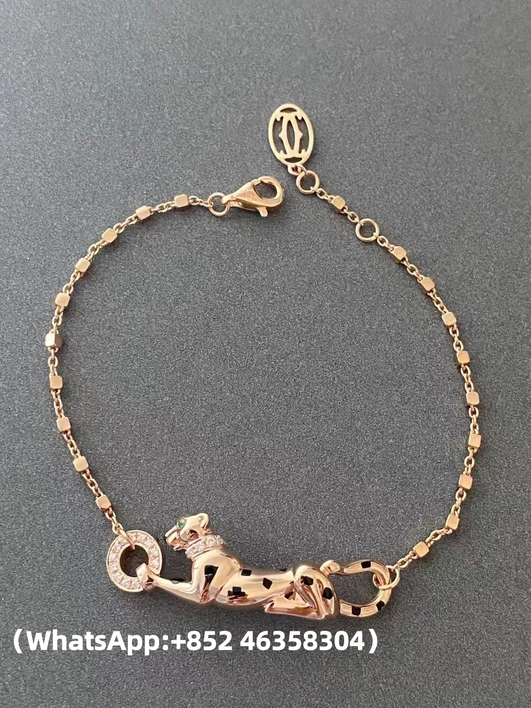 Custom Solid 18k Gold Cartier Jewelry Panthère de Cartier Bracelet, on Chain, Diamonds