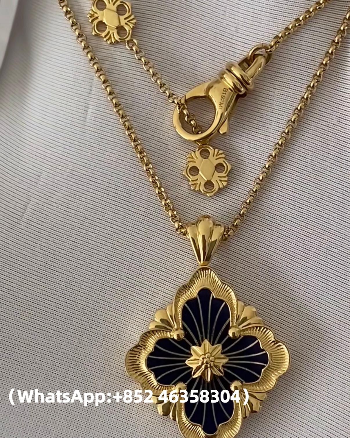 Custom Buccellati OPERA TULLE ENAMEL Gold Diamond Pendant