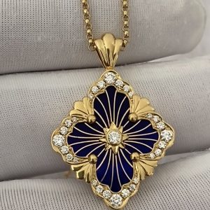 Custom Buccellati OPERA TULLE ENAMEL Gold Diamond Pendant