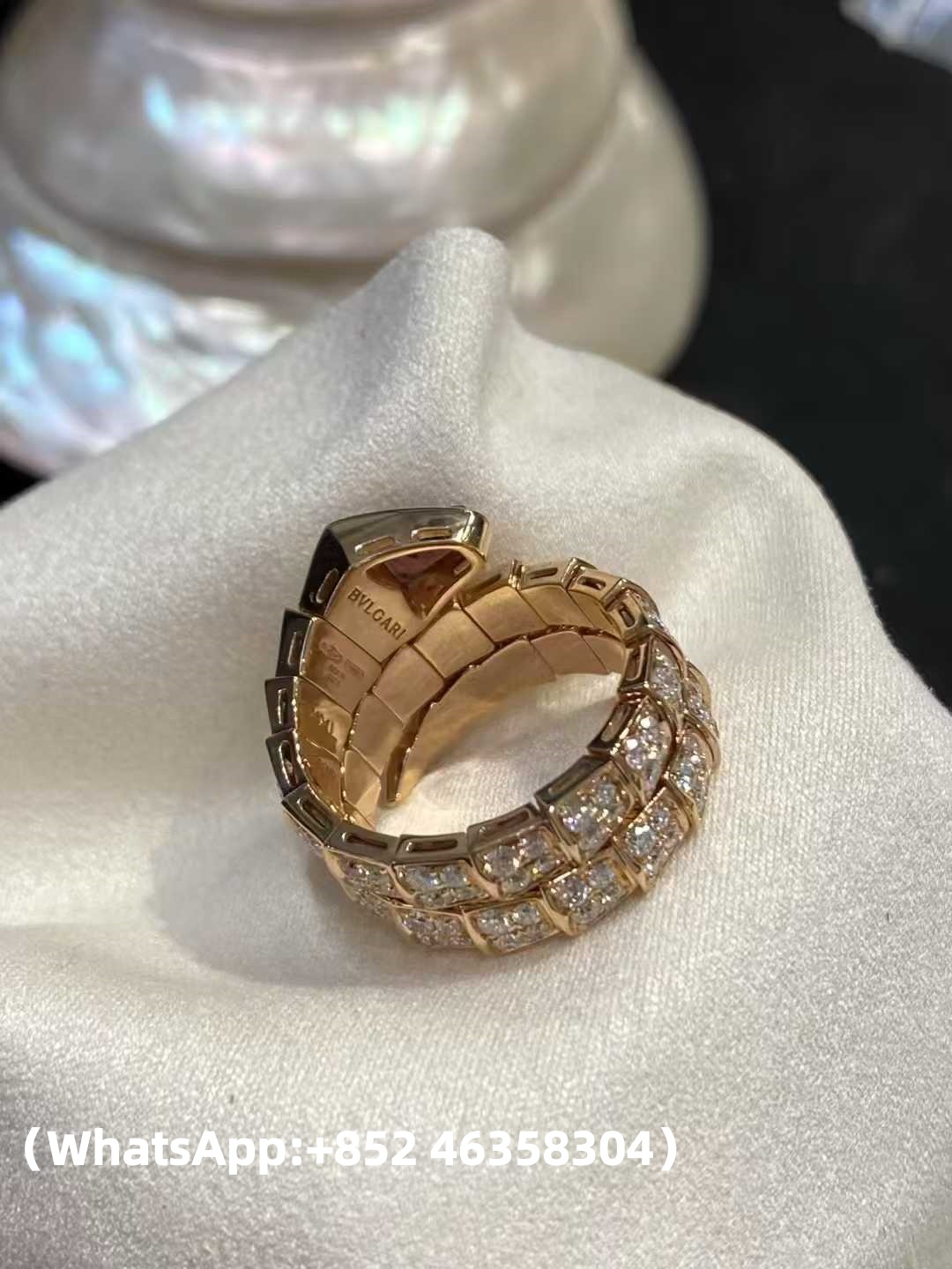 Custom Bvlgari Serpanti Rubellite Diamond Double Coil Ring